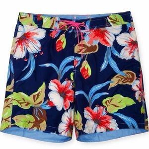 Tommy Hilfiger Premium Swim Trunks Sz Medium Pockets Colorful Hook & Loop Fly